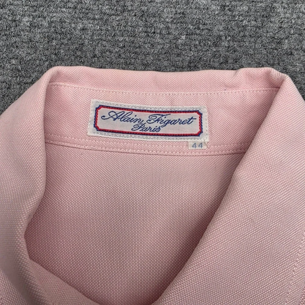 Alain‎ Figaret Paris Mens Pink Oxford Button Down Shirt Size 44 17.5 Long Sleeve
